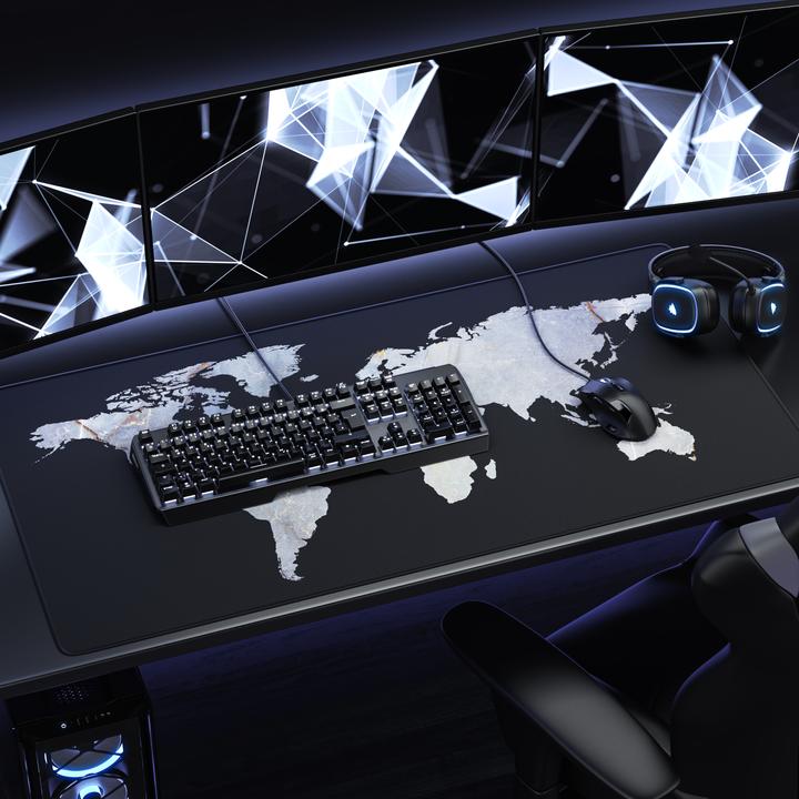 Actual product image Titanwolf Gaming mouse pad, XXXL speed mouse mat 1200 x 600 mm, speed & precision, world map marble (XXL)