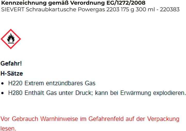 Produktbild Sievert Powergas Gaskartusche 175 g 1 St.