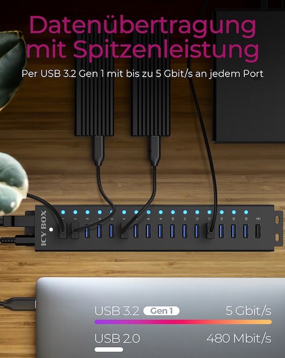 Produktbild Icy Box IB-HUB1717-U3 (USB-C, 17 Ports)