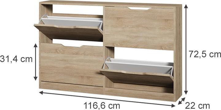 Produktbild Vicco Schuhkipper Luca, Sonoma, 116.6 x 72.5 cm mit 4 Fächer