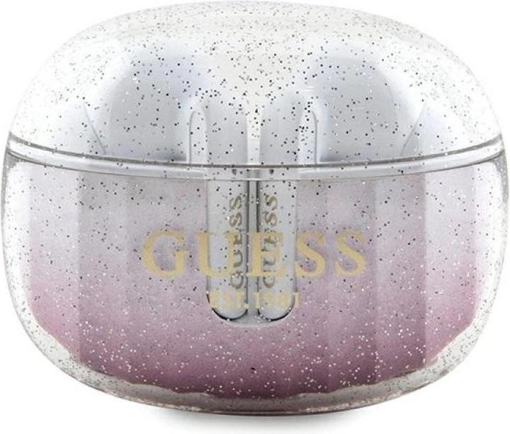 Actual product image Guess słuchawki Bluetooth GUTWSHDGKEEP TWS + stacja dokująca różow/pink Glitter Gradient (4 h, Docking, Wireless)