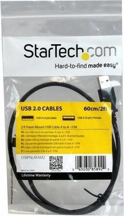 Produktbild StarTech 60cm USB A Blendenmontage Kabel Bu/St - USB Verlängerungskabel - Einbaubuchsen Kabel Verlängerung (0.60 m, USB 2.0)