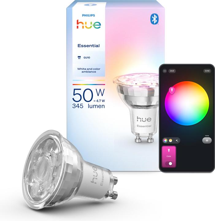 Philips Hue Essential White & Color Ambiance (GU10, 4.70 W, 345 lm, 1 x, F)