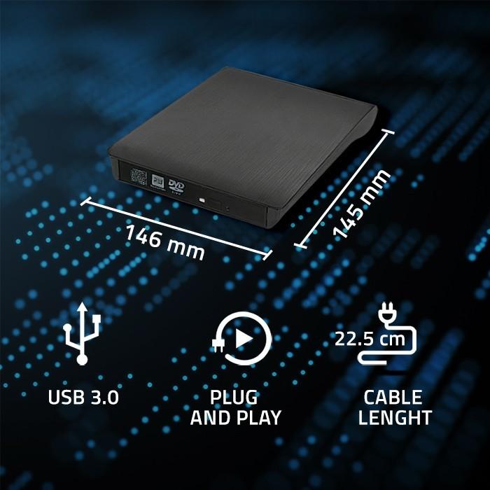 Actual product image Qoltec External DVD-RW recorder USB 3.0 (DVD writer)