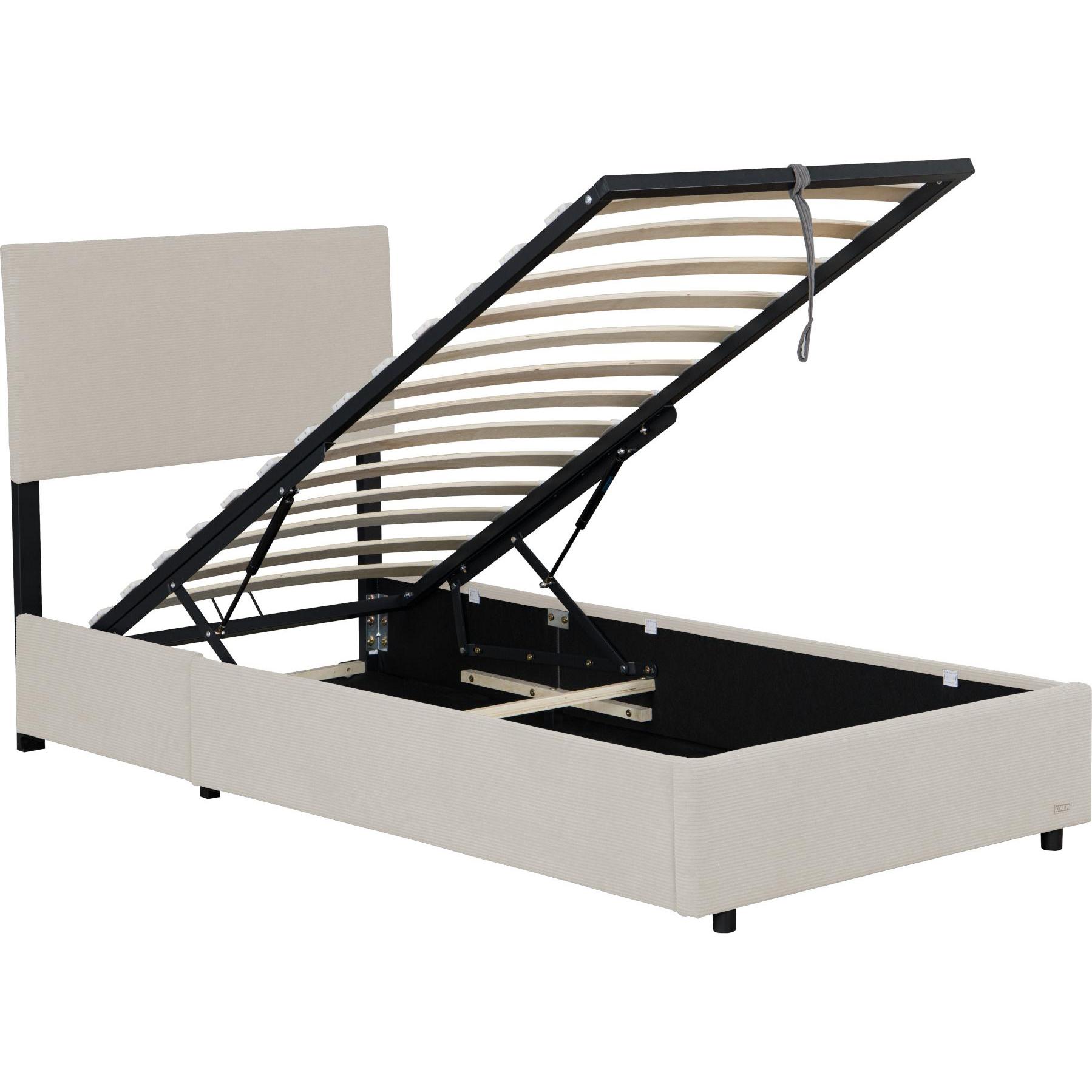 Corium, Bett, Polsterbett Juva mit Matratze und Bettkasten 90x200 cm Beige (90 x 200 cm)