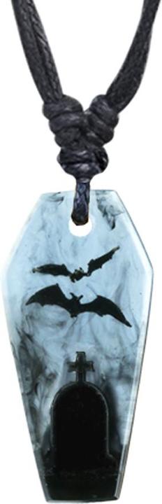 Produktbild Star Piercing Halskette schwarz Anhänger Sarg Fledermäuse Epoxy transparent (ohne Messing, Organisch)