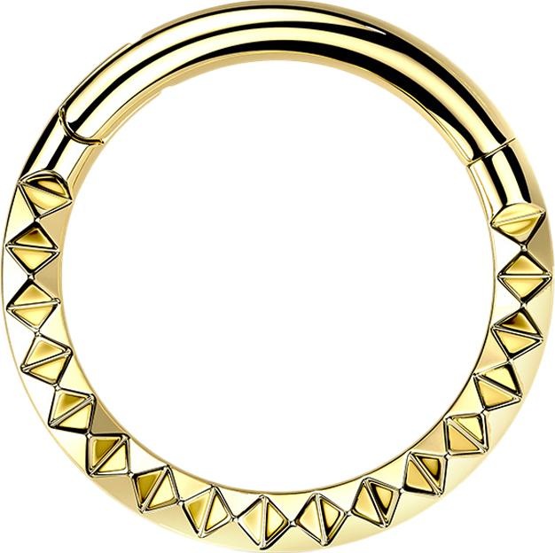 Produktbild Star Piercing Micro Segmentring klappbar vergoldet Winkelmuster (Titan G23, ohne Messing)