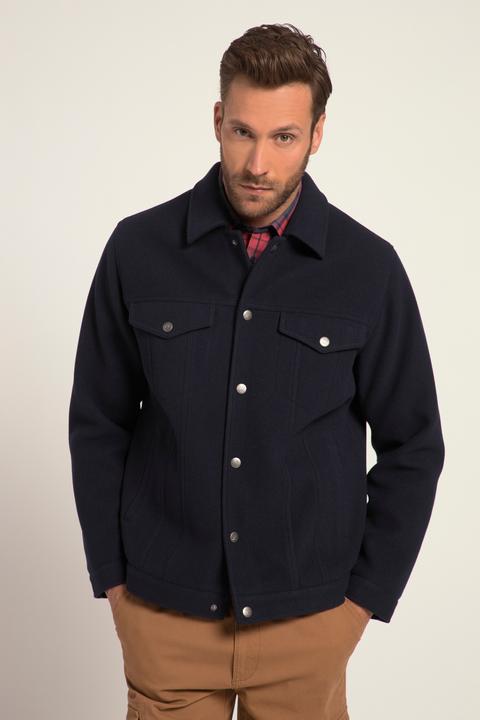 Actual product image JP1880 Jacket, trucker style, wool effect, press studs, flap pockets, up to 8 XL (6XL)