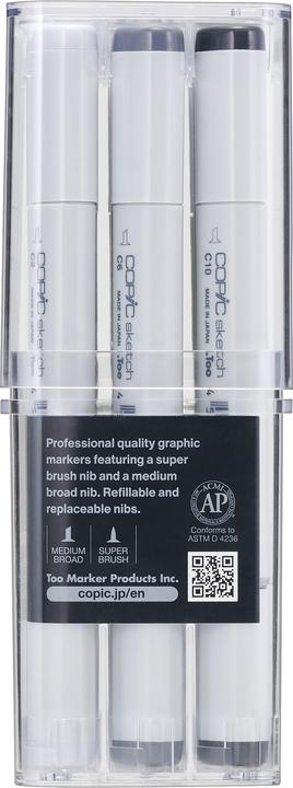 Actual product image Copic Marker sketch, set of 12 "Grey "ne CG" (Grey, 3 mm, 12 x)