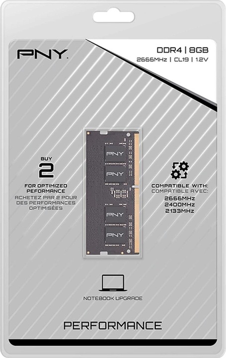 Produktbild PNY SO DDR4 PC 2666 CL19 non ECC (1 x 8GB, 2666 MHz, DDR4-RAM, SO-DIMM)