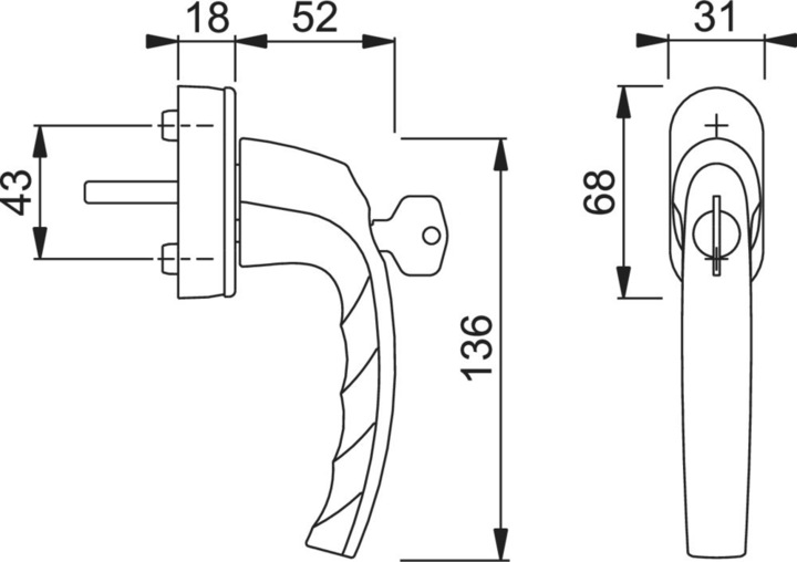 Produktbild Magni Hoppe Atlanta Aluminium Fenstergriff abschließbar, F4 Bronze, Secu100 + Secustik 0530S/US952 (100 Nm (Türgriff)
