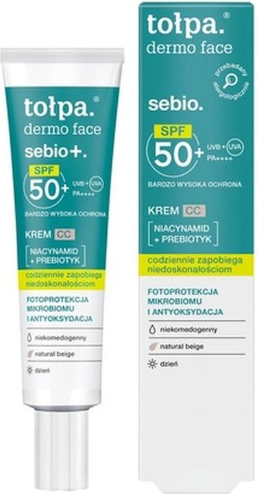 Tołpa Topa Dermo Face Sebio+ Cc Cream With Spf50+ Pa++++ Natural Beige 40ml (Natural Beige)