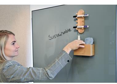 Actual product image Legamaster Pen Holder Wooden Glass Board, Light Brown