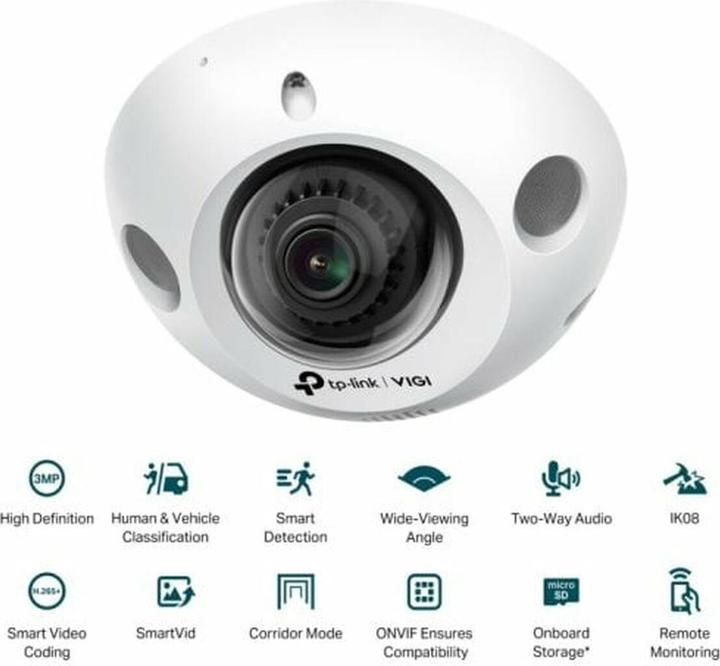 Image du produit TP-Link VIGI C230I MINI(2.8MM) - Mini caméra dôme, 3MP, 2.8mm (2304 x 1296 Pixels)