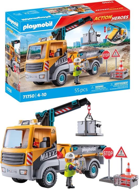Immagine prodotto Playmobil Camion da cantiere con gru (71750, Playmobil Eroi d'azione)