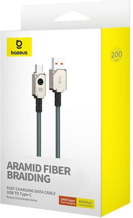 Produktbild Baseus Fast Charging Data Cable USB to USB-C, 100W, 2m - White (2 m, USB 2.0, 100 W)