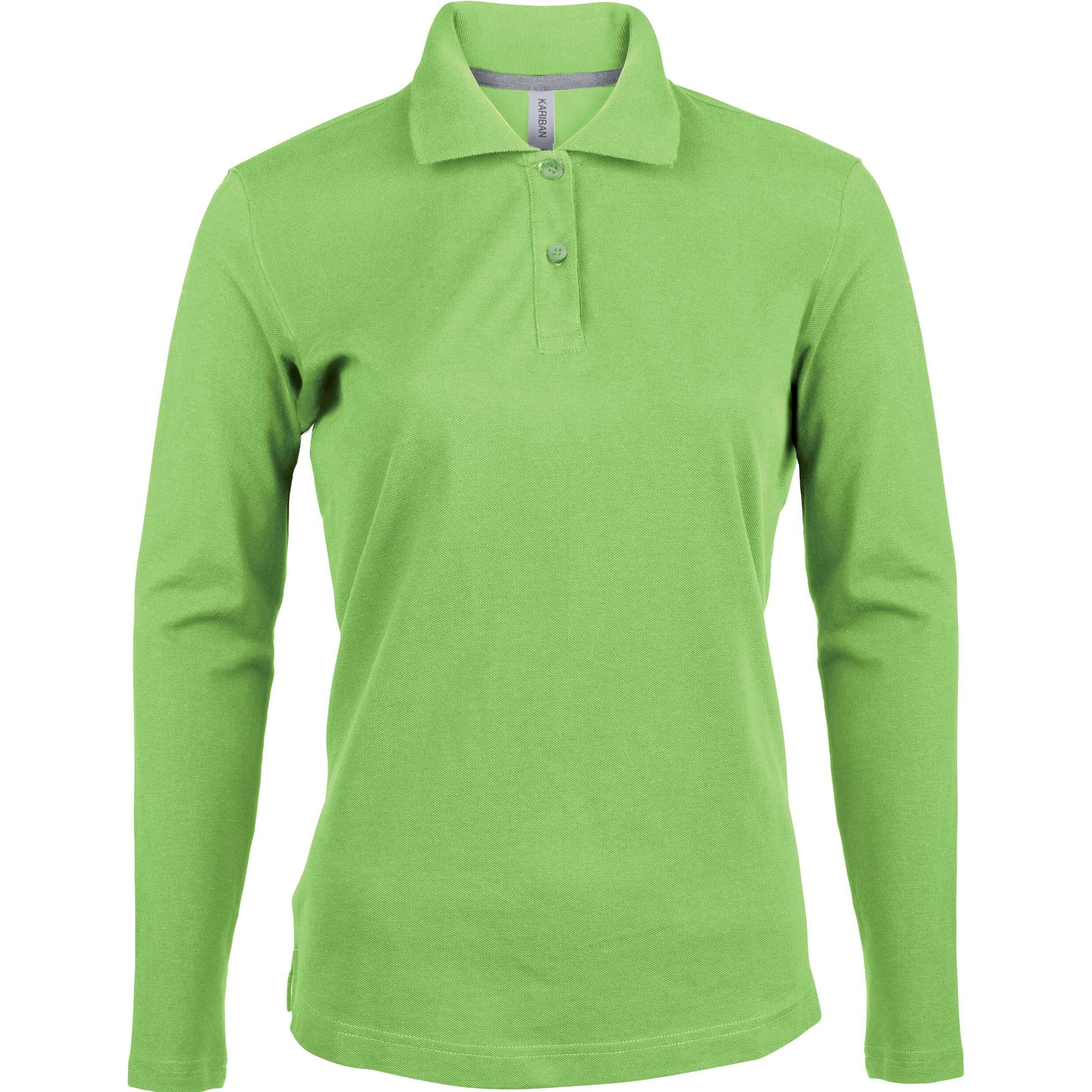 Kariban, Damen, Shirt, Damen Poloshirt mit langen Ärmeln, Grün, (XL)