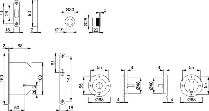 Produktbild Hoppe Schiebetürset M471-Set 1 (Schiebetürgriff)