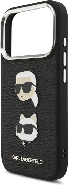 Immagine prodotto Karl Lagerfeld - Hardcase Grained K&C Heads Pins and Logo (KLHCP17LPSFDHPOK) - iPhone 17 Pro - Black (Apple iPhone 17 Pro)