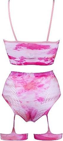 Produktbild Le Désir 2PC Tie Dye Bra Set with Garters & Dazzling Eye Contact Bl (One Size)