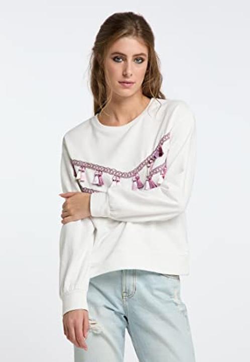 Actual product image Caneva Embroidered Sweater with Colorful Tassels and Soft French Terry Lining (S)