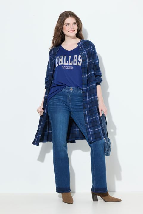 Immagine prodotto Ulla Popken Jeans modello Sarah con taglio boot cut, orli sfrangiati e denim elasticizzato (42)