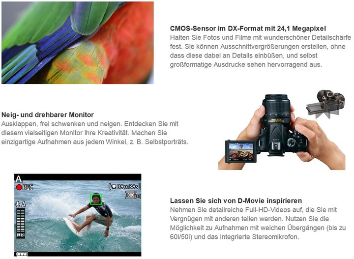 Produktbild Nikon D5200 18-55mm, 55-300mm Doublezoom Kit (APS-C / DX)