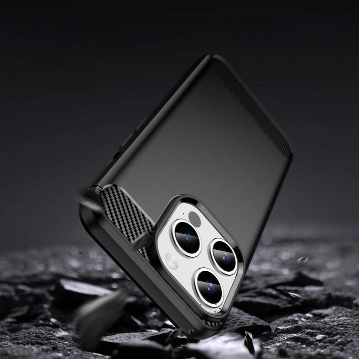 Produktbild Cover-Discount iPhone 15 Pro Max - Metall Carbon Look Hülle schwarz (Apple iPhone 15 Pro Max)
