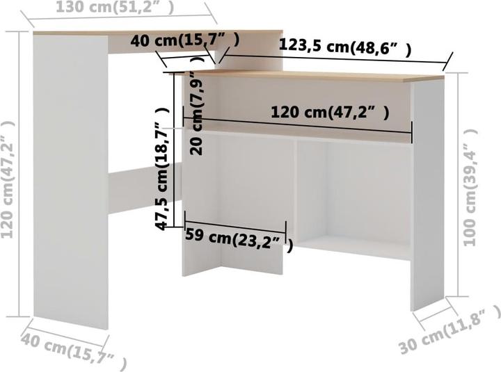 Produktbild vidaXL Bartisch (130 x 40 x 120 cm)