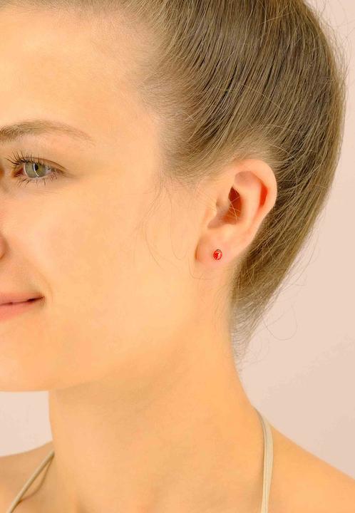 Image du produit Muau Stud earrings ladybird yellow gold 750 red/black 6mm (Or jaune 750/18K)