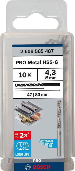 Produktbild Bosch Professional Zubehör PRO Metal HSS-G Spiralbohrer, 4,3 x 47 x 80 mm (4.3 mm)