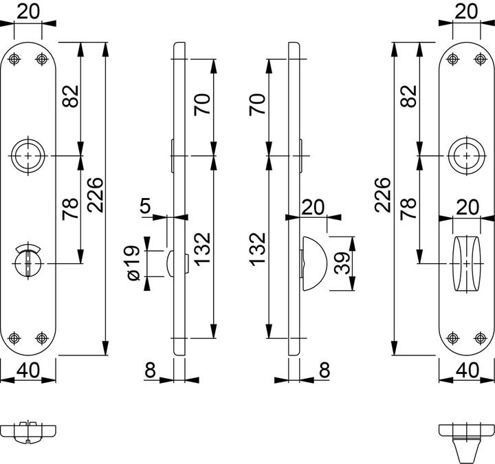 Immagine prodotto Hoppe Piastre per porte WC 300PI/RW/OL (Set di piastre per porte)