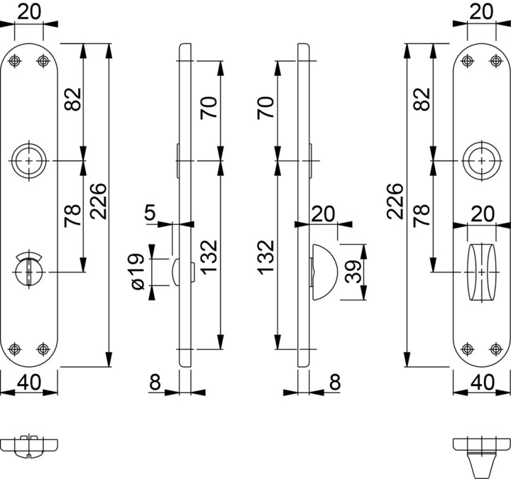 Immagine prodotto Hoppe Piastre per porte WC 300PI/RW/OL (Set di piastre per porte)