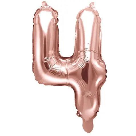 Partydeco Zahlenballon Folie 4 Rose Gold 35-40 cm