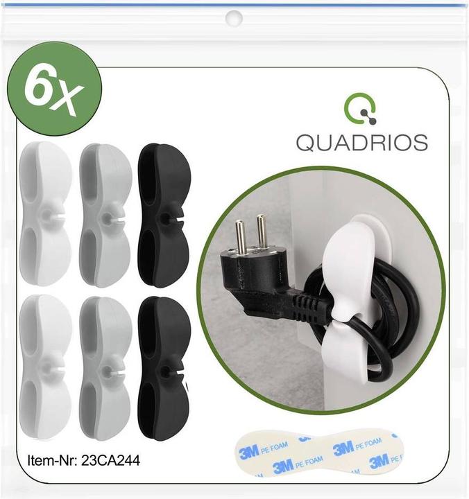 Produktbild Quadrios 23CA244 Kabelhalter selbstklebend 23CA244 Schwarz, Grau, Weiss 6 St.
