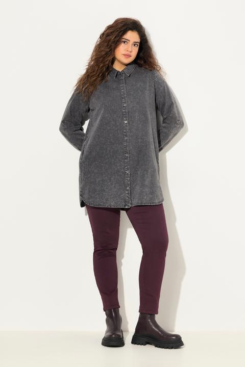 Produktbild Ulla Popken Jeanshemd, Nieten, A-Linie, Hemdkragen, Langarm, Taschen (42, 44)