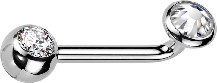 Immagine prodotto Hollywood Body Jewelry Barbell L curvo filo interno argento con sfera in cristallo argento e disco in cristallo argento s (senza ottone, Titanio)