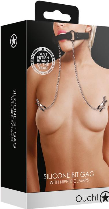 Productafbeelding Ouch! Bit Gag met tepelklemmen