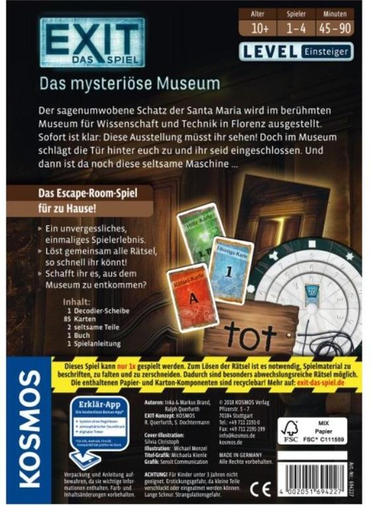 Actual product image Kosmos Exit - The mysterious museum (German)