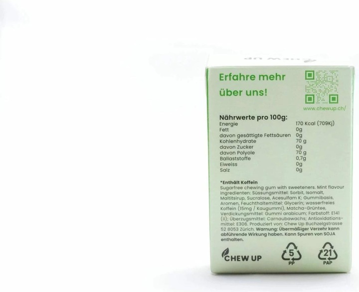 Nährwerte und Zutaten Chew Up Matcha & Mint (1 Stk., 20 g)