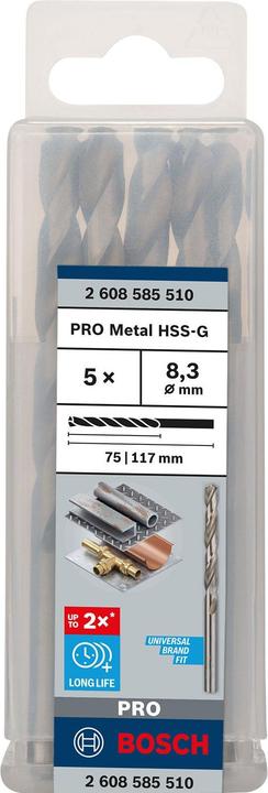 Image du produit Bosch Professional Zubehör Foret hélicoïdal PRO Metal HSS-G, 8,3 x 75 x 117 mm (8,3 mm)