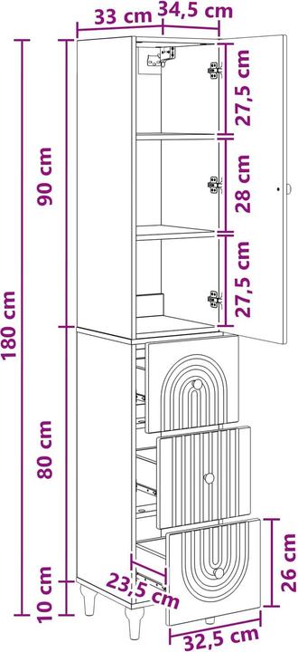 Produktbild vidaXL Möbelset (33 x 34.50 x 90 cm)