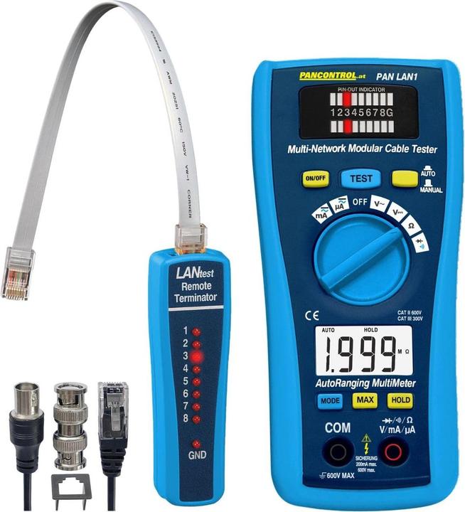 Immagine prodotto Pancontrol Tester per cavi PAN LAN1, 600, 162 x 74,5 x 44 mm (CAT II 600V, CAT III 300V)