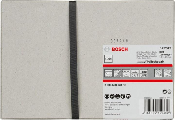 Produktbild Bosch Professional Zubehör PRO Pallet Repair S725VFR Blatt, 1,25 x 19 x 190 mm, 100-tlg.