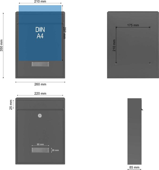 Actual product image Wiltec Design Mailbox V10 Letterbox Postbox Pillar Letter Mail Post Box