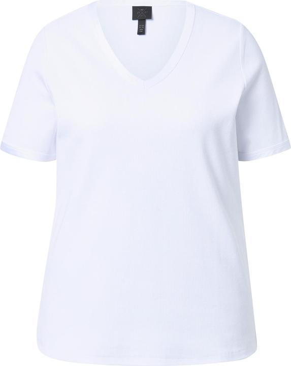 Produktbild Ulla Popken T-Shirt, Rippjersey, Satinkante, Slim Fit, V-Ausschnitt (46, 48)