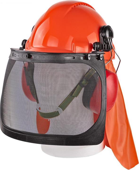 Produktbild Dema Forsthelm Sicherheitshelm Helm mit Gesichtsschutz Gehörschutz Nackenschutz (52 - 62 cm)