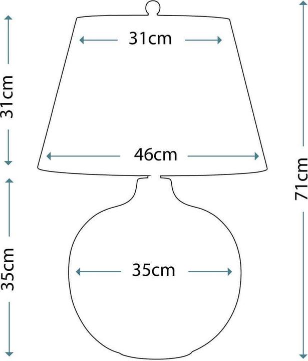 Actual product image Elstead Lighting Laguna table lamp E27 71cm turquoise and graphite glaze white, Made in UK (E27)