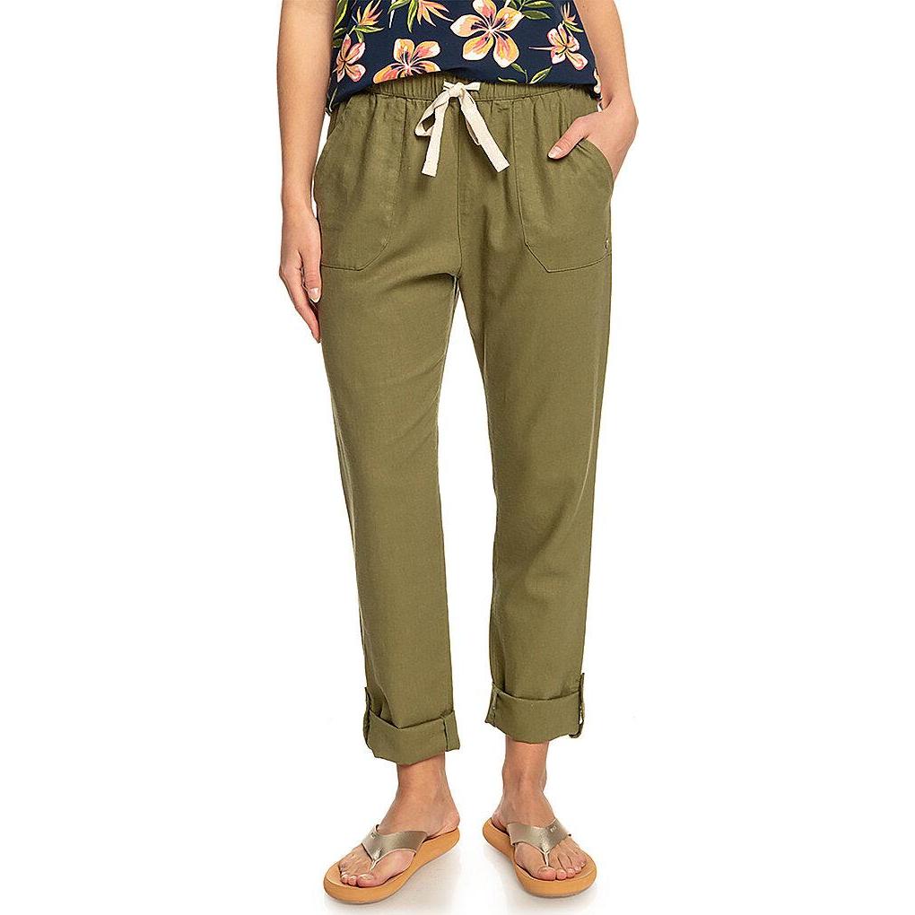 Thumbnail - Roxy, Damen, Badehose, Women's On The Seashore Linen Cargo Trousers, Grün, (M)