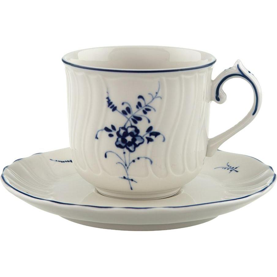 Villeroy & Boch Mokka/espressokopje met schotel 2-t, Kopje, Wit, Blauw